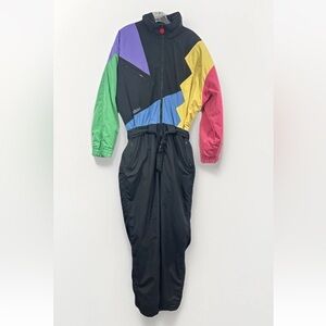 Mistral Ski Suit Snowsuit Sz 14 Big 80’ One Piece Post Modern Snow Color block